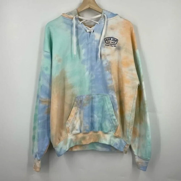 Ron‎ Jon Surf Shop Womens Tie Dye Drawstring Long Sleeve Hoodie Size Large - Picture 1 of 9